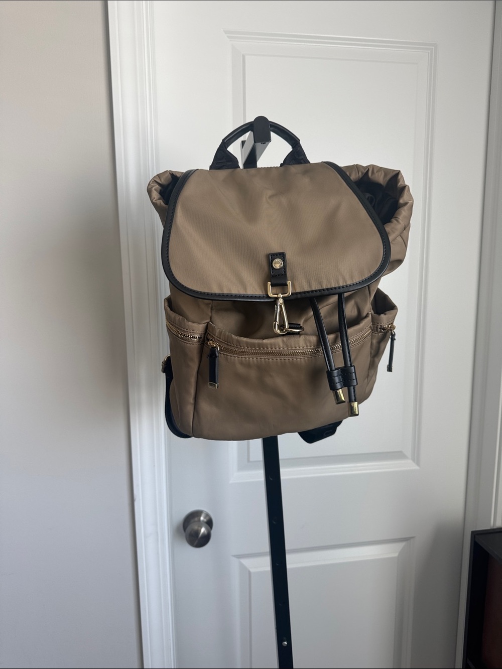 Calvin Klein Khaki Nylon Backpack with Black Trim